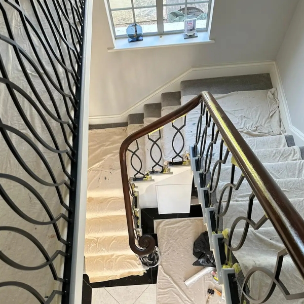 wooden hand rail painting services wokingham-after